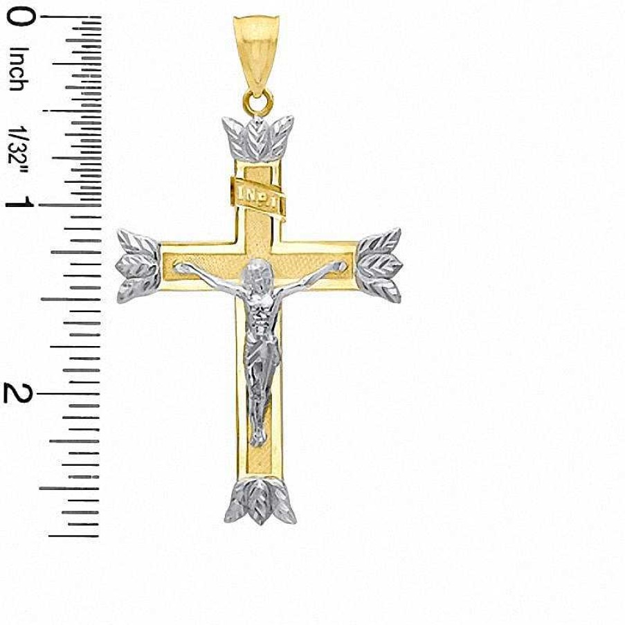 Banter Crucifix With Leaf Tips Charm In 10K Solid Two-Tone Gold Charms