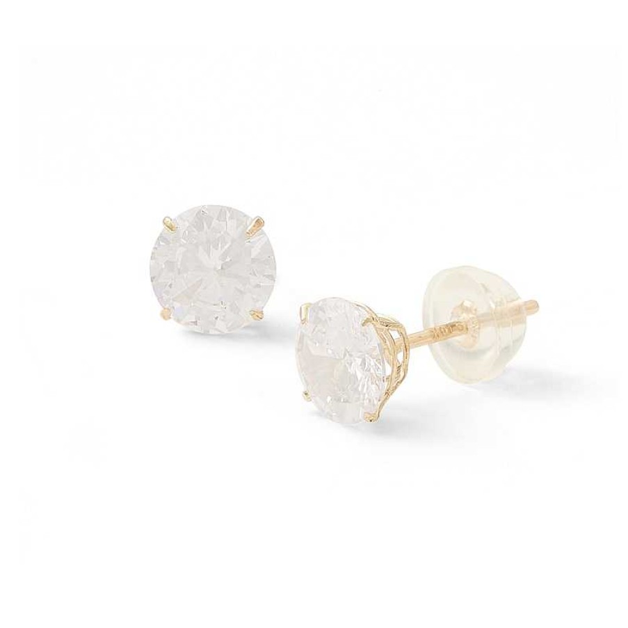 Banter 14K Solid Gold Cz Solitaire Studs Earrings