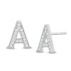 Banter Cubic Zirconia "A" Initial Vintage-Style Stud Earrings In Solid Sterling Silver Earrings