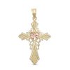 Banter Polished Heart Cross Two-Tone Necklace Charm In 10K Gold Charms