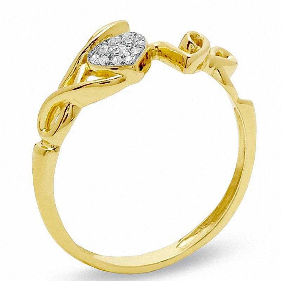 Banter 1/20 Ct. T.W. Heart-Shaped Composite Diamond "Love" Ring In 10K Gold Rings