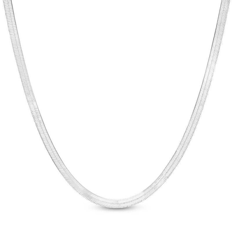 Banter Made In Italy 035 Gauge Herringbone Chain Necklace In Solid Sterling Silver - 20" Necklaces