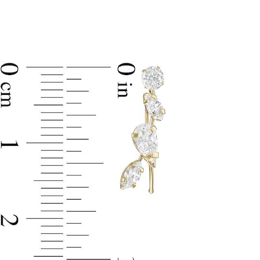 Banter Marquise And Pear-Shaped Cubic Zirconia Cluster Crawler Earrings In 10K Gold Earrings