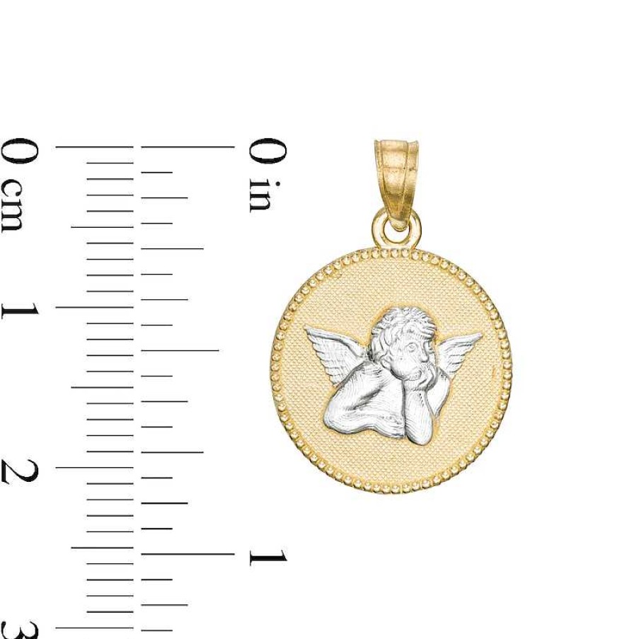 Banter Cherub Textured Medal Charm In 10K Solid Two-Tone Gold Charms