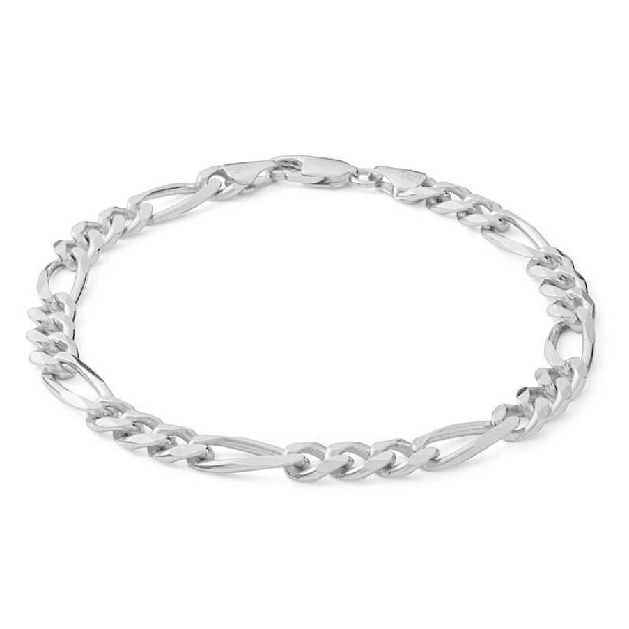 Banter Made In Italy 180 Gauge Pav Figaro Chain Bracelet In Sterling Silver - 9" Bracelets