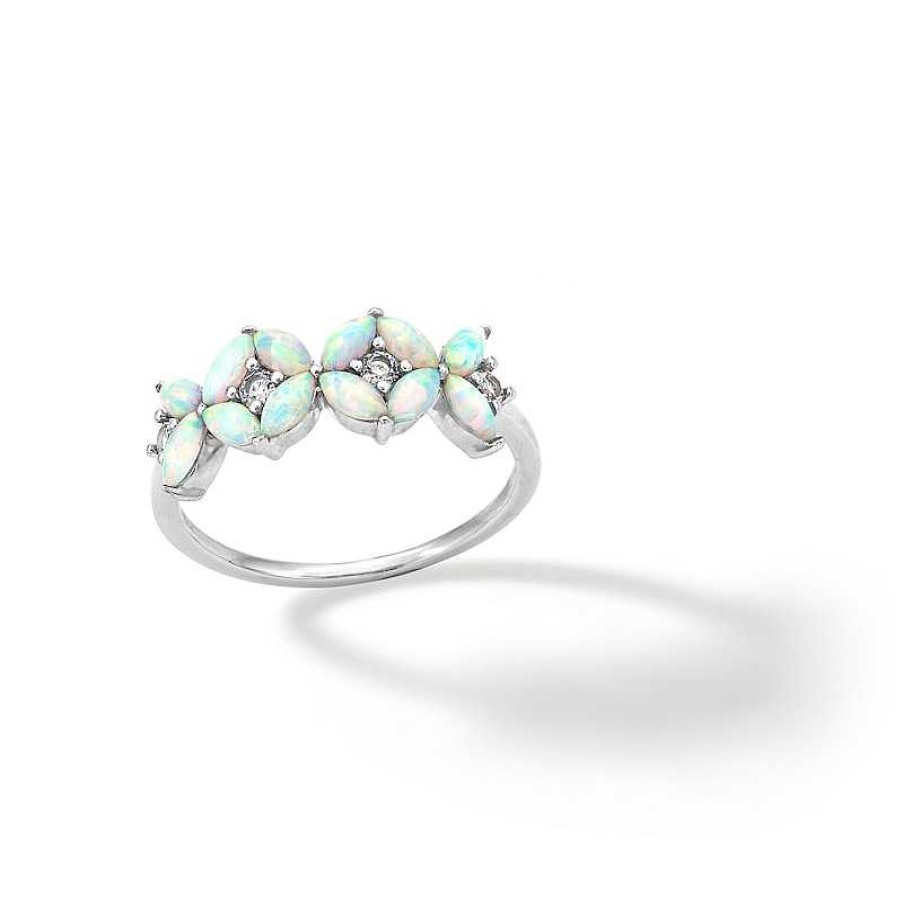 Banter Sterling Silver Simulated Opal And Cz Marquise Stones Ring - Size 7 Rings