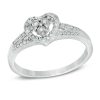 Banter Diamond Accent Beaded Heart Frame Split Shank Promise Ring In Sterling Silver Rings