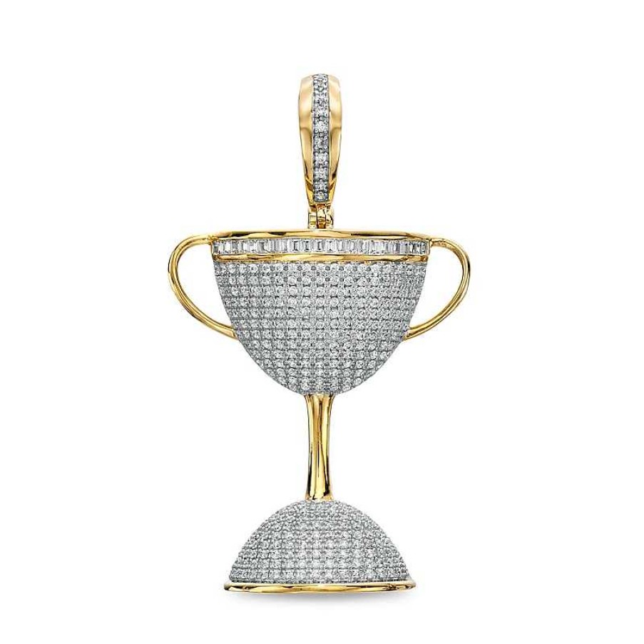 Banter 1 Ct. T.W. Baguette And Round Diamond Trophy Cup Necklace Charm In 14K Gold Over Silver Charms