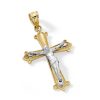 Banter 10K Solid Tapered Crucifix Two-Tone Necklace Charm Charms