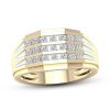 Banter 10K Solid Gold 1/2 Ct. T.W. Lab-Created Diamond Rounded Three Row Ring Rings