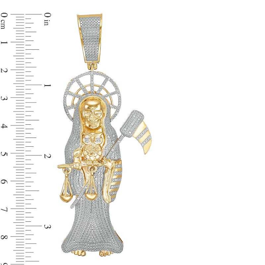 Banter 1/15 Ct. T.W. Diamond Santa Muerte Necklace Charm In Sterling Silver With 14K Gold Plate Charms