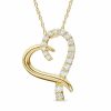 Banter Cubic Zirconia Ribbon Heart Pendant In 10K Semi-Solid Gold - 17" Necklaces