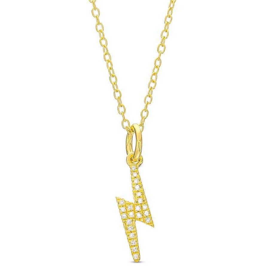 Banter 1/20 Ct. T.W. Diamond Lightning Bolt Necklace In Sterling Silver With 14K Gold Plate - 18" Necklaces