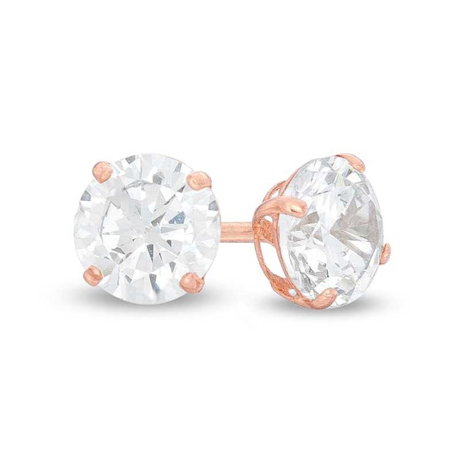 Banter 5Mm Cubic Zirconia Solitaire Stud Earrings In 14K Rose Gold Earrings