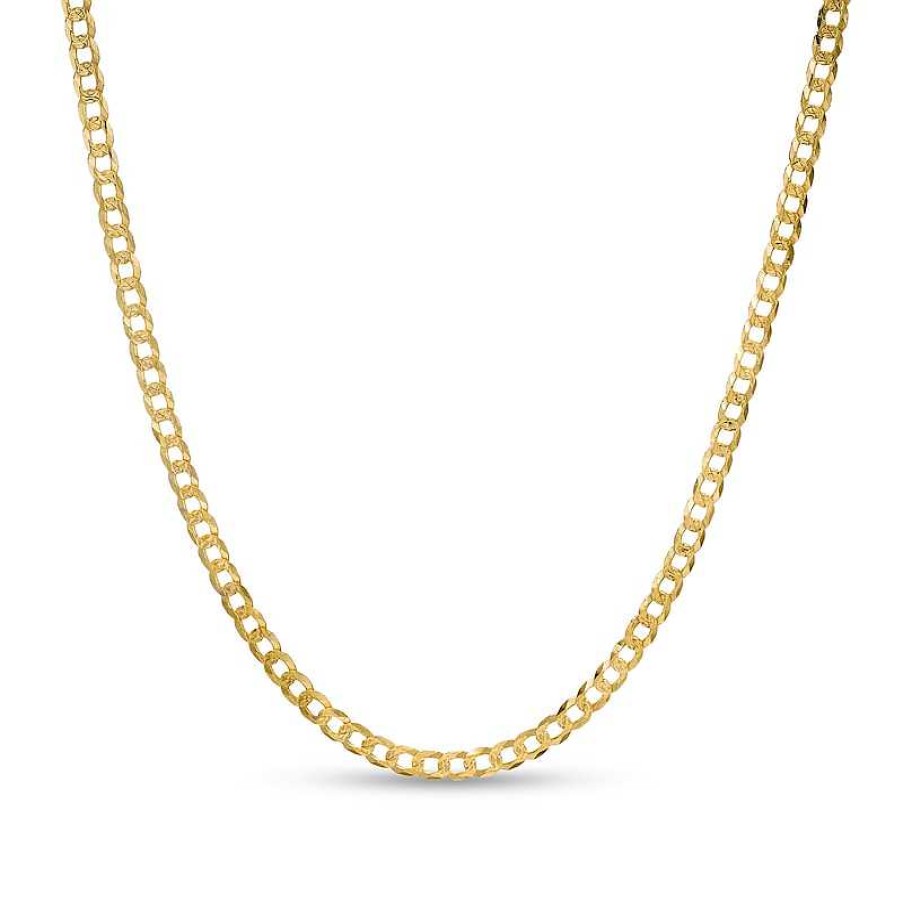 Banter 080 Gauge Diamond-Cut Pav Curb Chain Necklace In 10K Solid Gold - 18" Necklaces