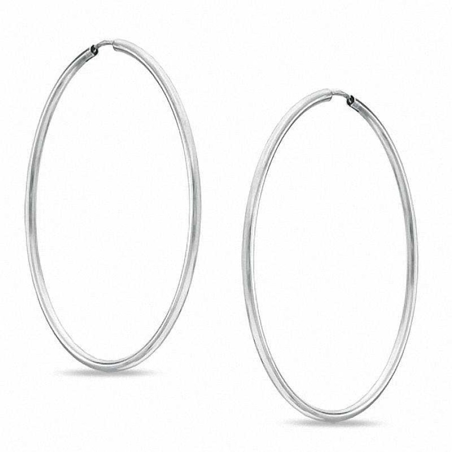 Banter Tube Hollow Sterling Silver Continuous Hoops Earrings