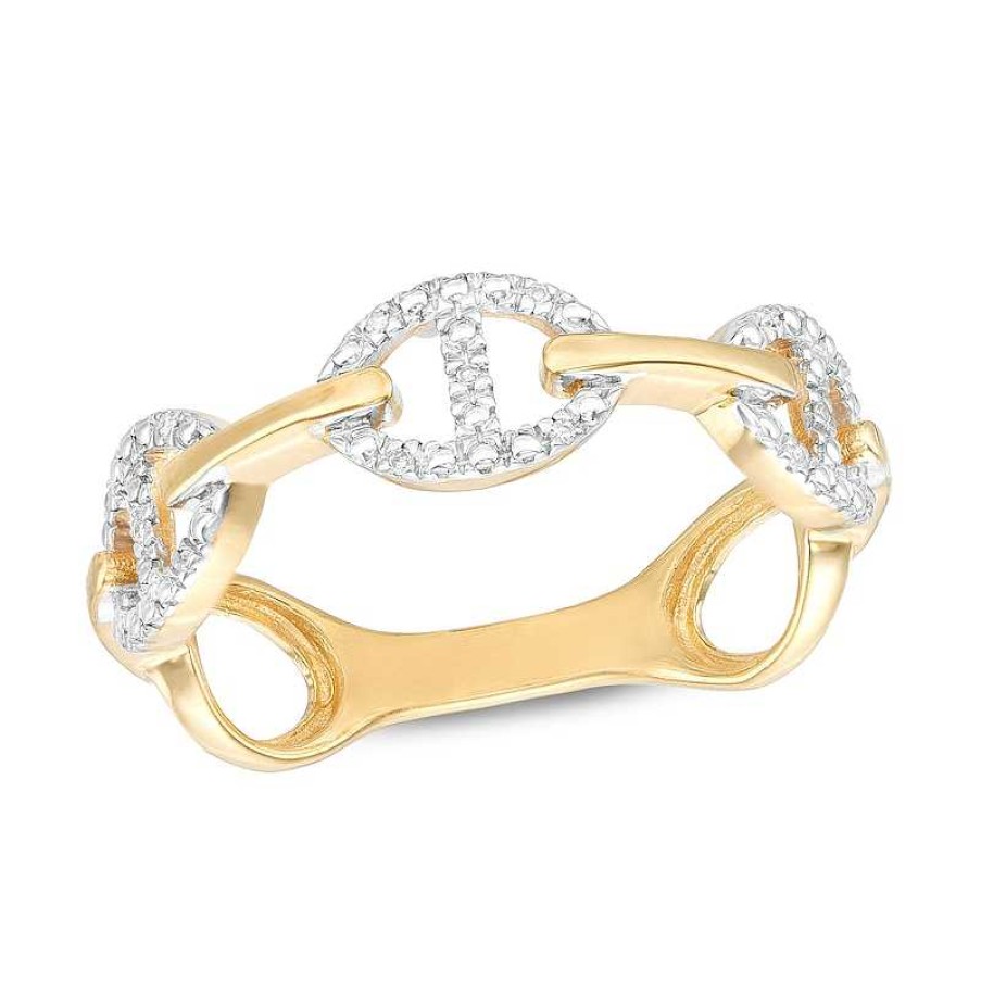 Banter Diamond Accent Dainty Buckle Ring In Sterling Silver With 14K Gold Plate Rings