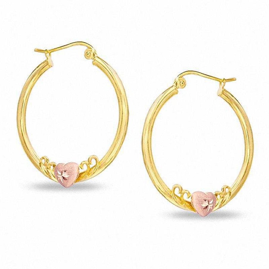 Banter 10K Two-Tone Gold Heart On Hoop Earrings Earrings