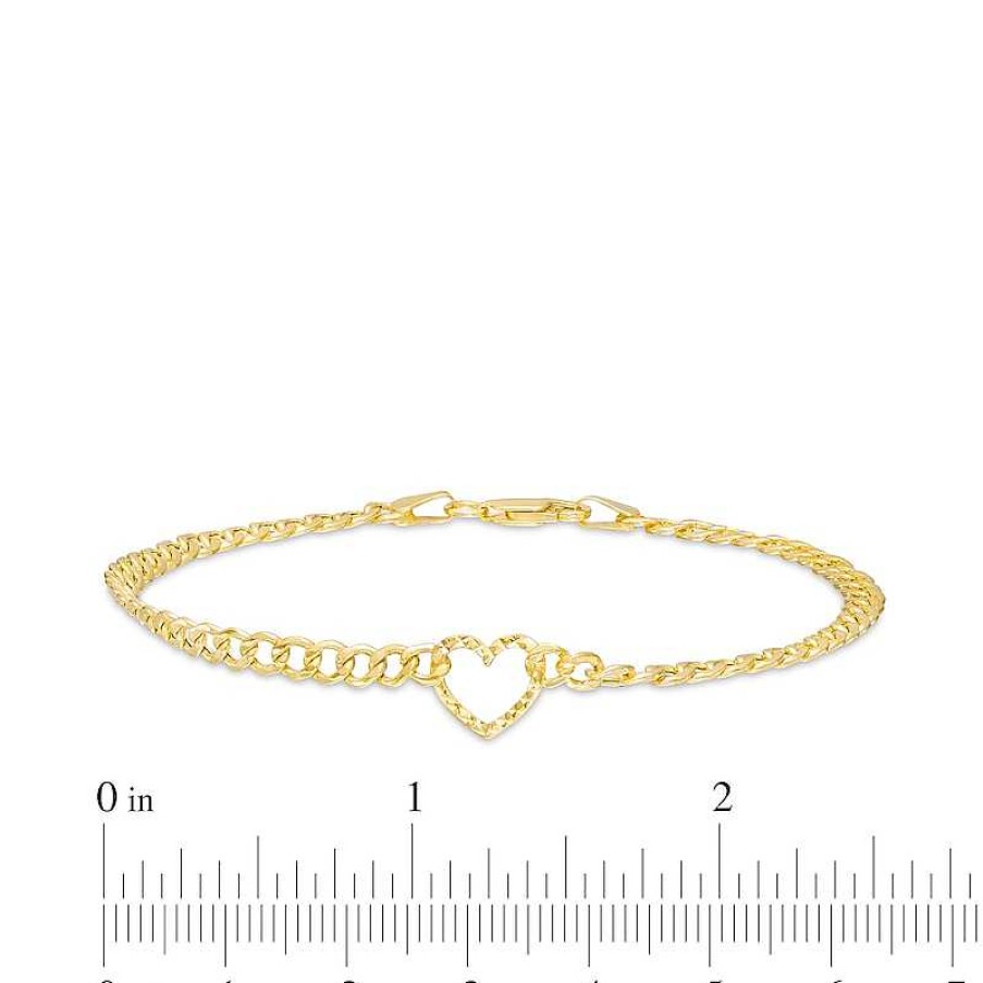 Banter 14K Hollow Gold Diamond-Cut Heart Chain Bracelet - 7.5" Bracelets