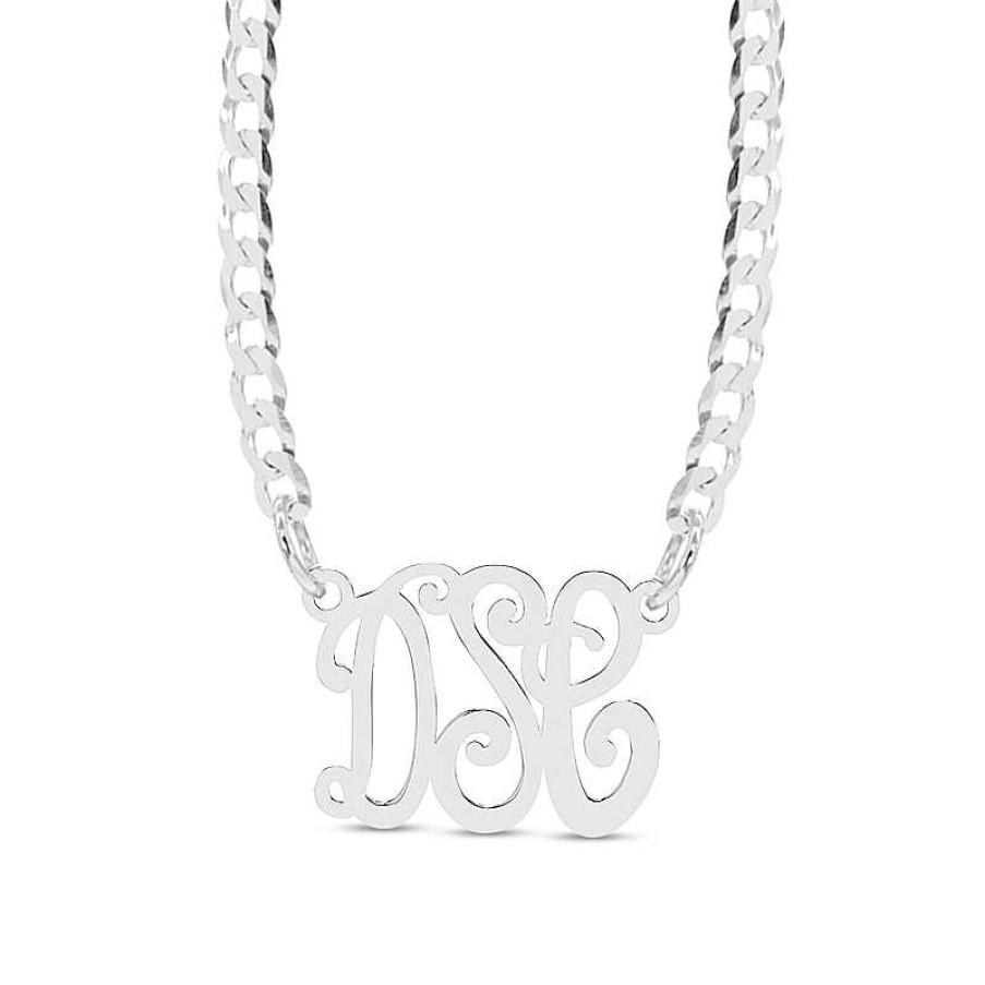 Banter Sterling Silver Script Monogram Cable Chain Necklaces