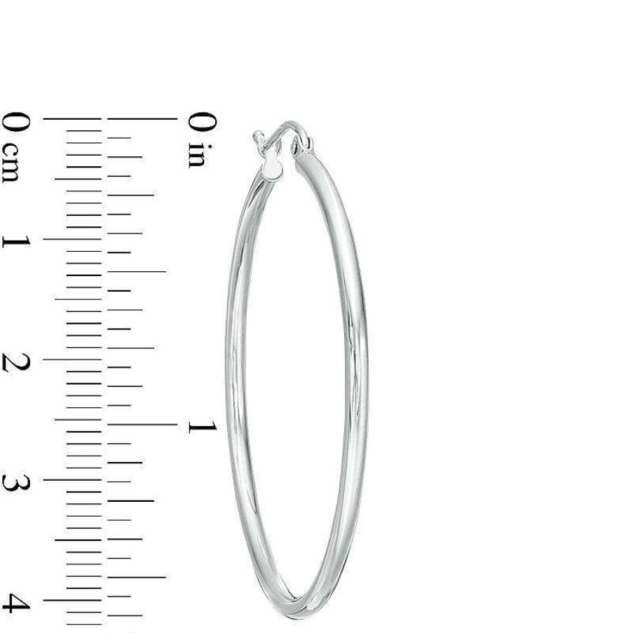 Banter 40Mm Hoop Earrings In 14K Tube Hollow White Gold Earrings