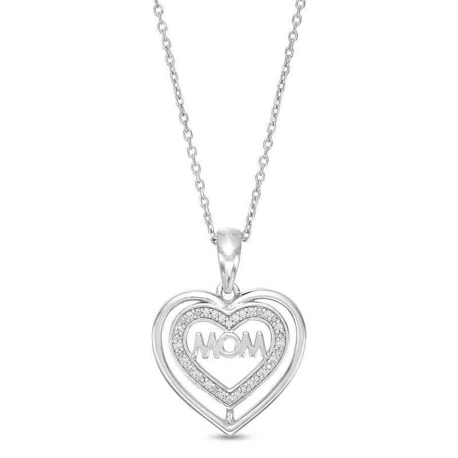 Banter 1/20 Ct. T.W. Diamond Mom Heart Necklace In Sterling Silver - 18" Necklaces