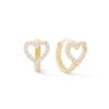 Banter 10K Solid Gold Cz Heart Outline Huggie Hoops Earrings