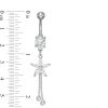 Banter Solid Stainless Steel Cz Marquise And Round Flower Dangle Belly Button Ring - 14G Belly Button