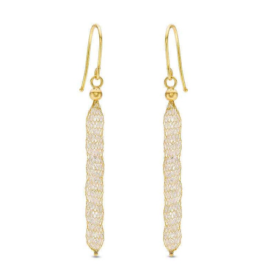 Banter Made In Italy Oval Cubic Zirconia Mesh Cage Drop Earrings In 10K Solid Gold Earrings