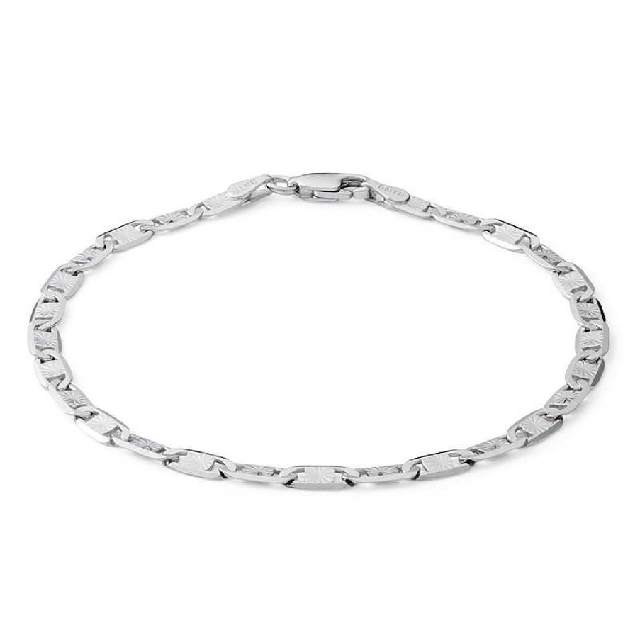 Banter Made In Italy 080 Gauge Snail With Star Chain Bracelet In Isterling Silver - 7.5" Bracelets