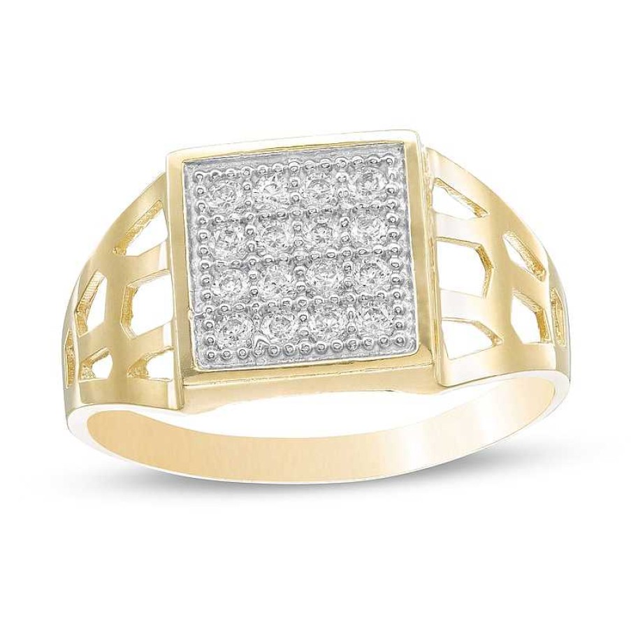 Banter Composite Square Cubic Zirconia Signet Ring In 10K Gold - Size 10 Rings