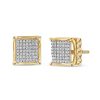 Banter 10K Solid Gold 1/4 Ct. T.W. Diamond Large Cuban Chain Square Studs Earrings