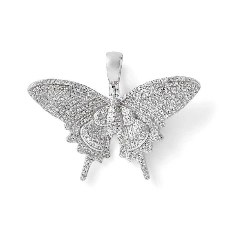 Banter 1/5 Ct. T.W. Diamond Butterfly Necklace Charm In Sterling Silver Charms