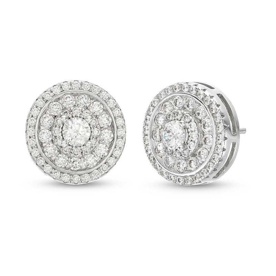 Banter 3Mm Cubic Zirconia Triple Frame Stud Earrings In Solid Sterling Silver Earrings