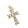 Banter 14K Solid Gold Diamond-Cut Cross Two-Tone Charm Charms