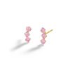 Banter 10K Solid Gold Cz Pink Three-Stone Studs Earrings