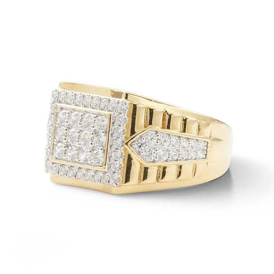 Banter 1 Ct. T.W. Diamond Rectangle Frame Ribbed Shank Ring In 10K Gold Rings