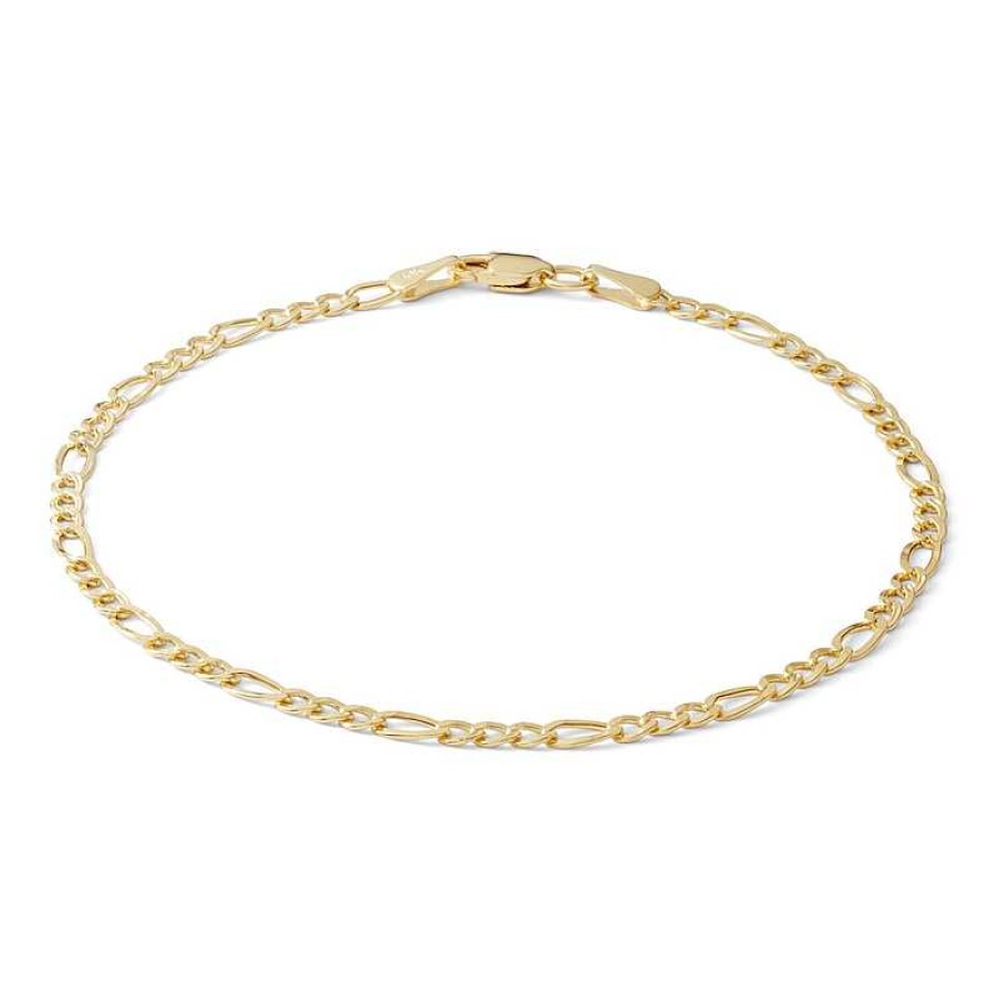 Banter 060 Gauge Figaro Chain Bracelet In 10K Hollow Gold - 7.5" Bracelets