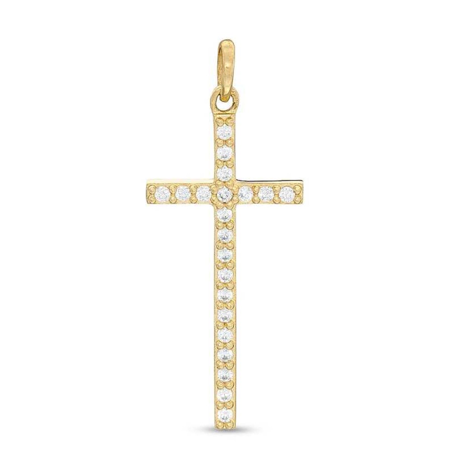 Banter Cubic Zirconia Cross Necklace Charm In 10K Solid Gold Charms