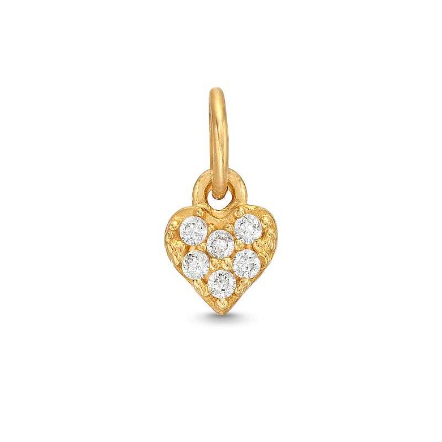 Banter Cubic Zirconia Pav Heart Bracelet Charm In 14K Semi-Solid Gold Charms