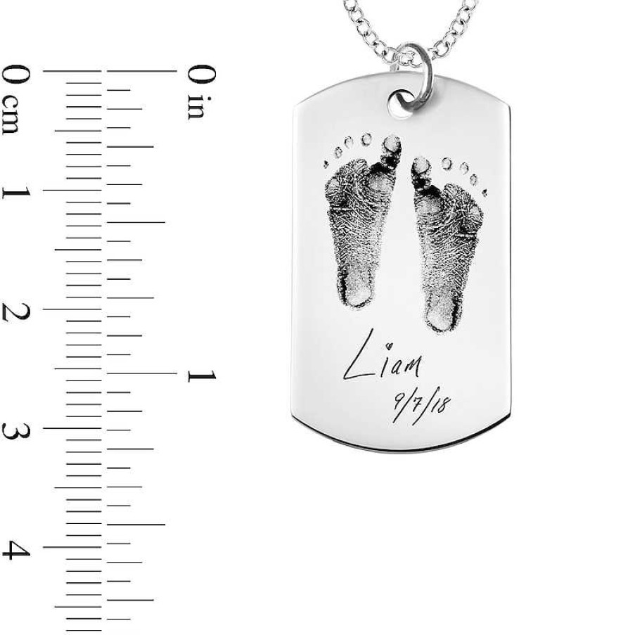 Banter Engravable Print And Your Own Handwriting Dog Tag Pendant In Sterling Silver (1 Image And 4 Lines) Necklaces