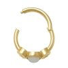 Banter 018 Gauge 8Mm Simulated Opal And Diamond-Cut Cartilage Hoop In 10K Gold Nose