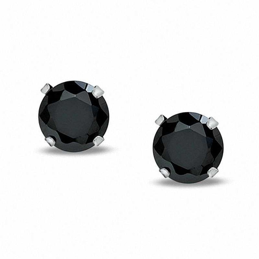 Banter 6Mm Black Cubic Zirconia Stud Earrings In 10K White Gold Earrings