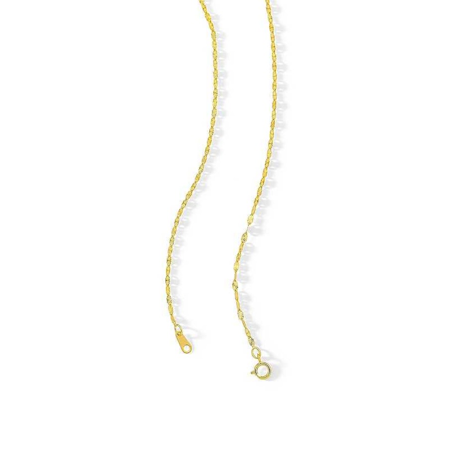 Banter Made In Italy 030 Gauge Diamond-Cut Sunburst Link Chain Necklace In 14K Gold - 18" Necklaces