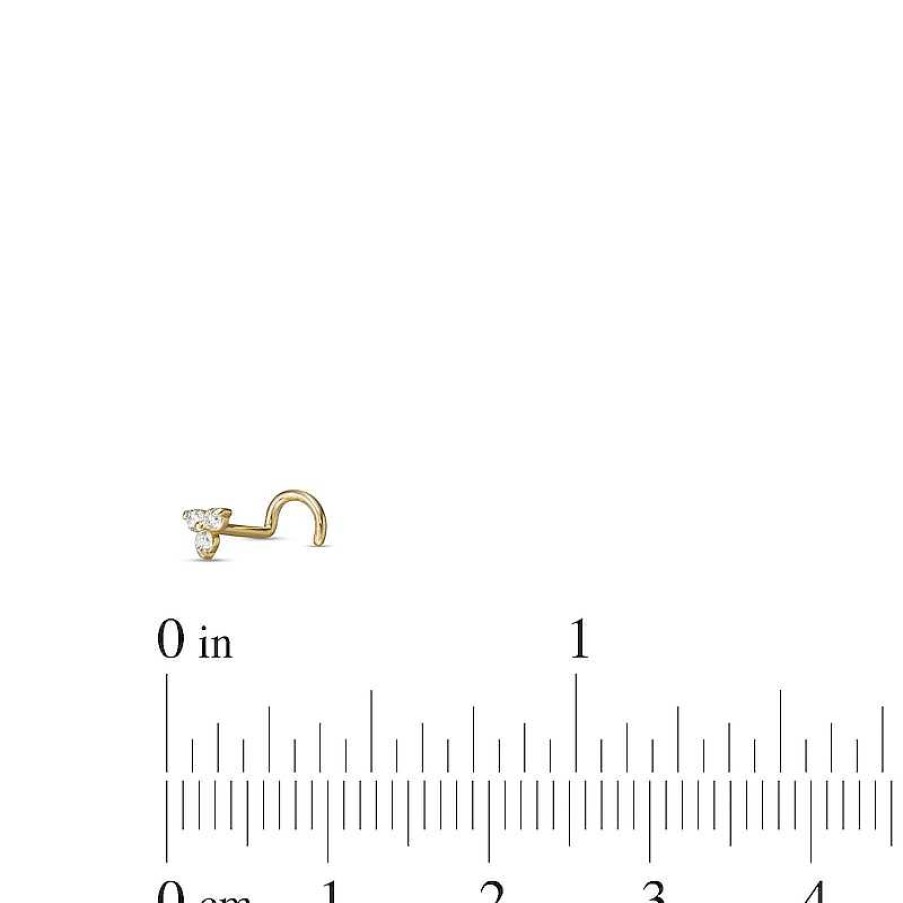 Banter 14K Solid Gold Diamond Accent Trio Screw-Style Nose Stud - 20G 5/16" Nose