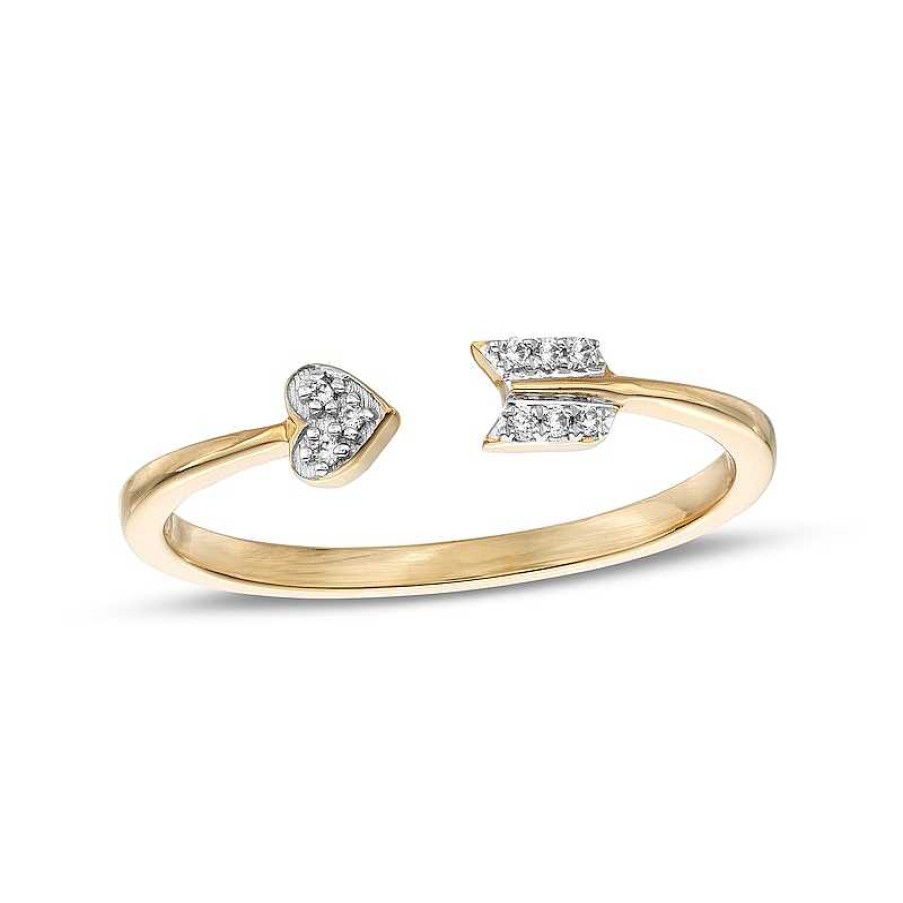 Banter Diamond Accent Heart Arrow Wrap Ring In 10K Gold Rings