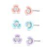 Banter Child'S 3Mm Cubic Zirconia Solitaire Pastel-Theme Flower Stud Earrings Set In Solid Sterling Silver Earrings