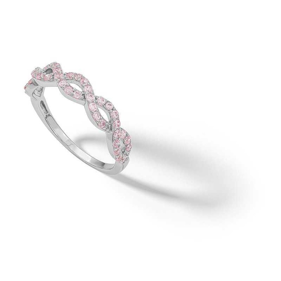 Banter Sterling Silver Pink Cz Braided Ring - Size 7 Rings