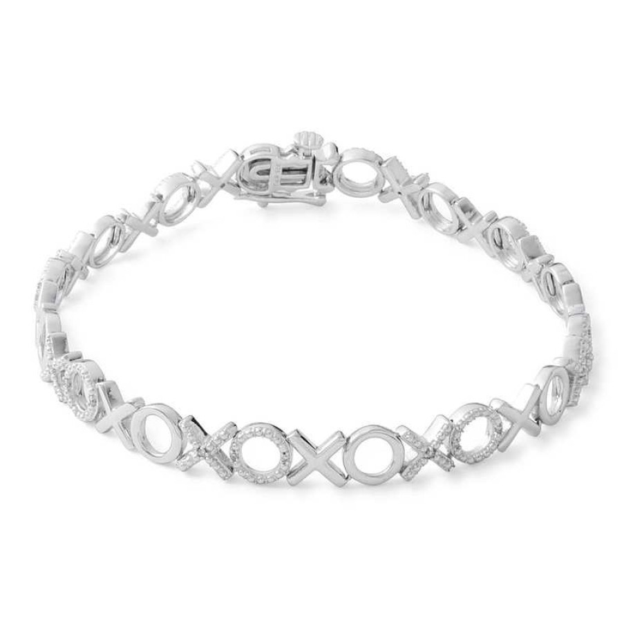 Banter 1/10 Ct. T.W. Diamond "Xo" Line Bracelet In Sterling Silver - 7.5" Bracelets