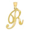 Banter 10K Solid Gold Diamond Cut Script Letter R Charm Charms